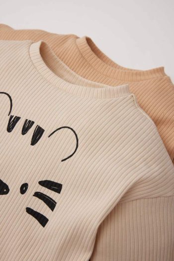 Boys' Newborn Printed Ribbed Long Sleeve T-Shirt Set