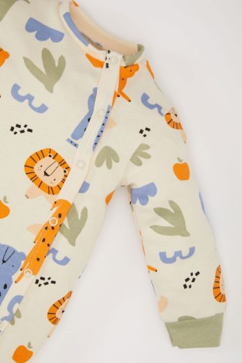 Boys' Newborn Safari Print Long Sleeve Snapsuit