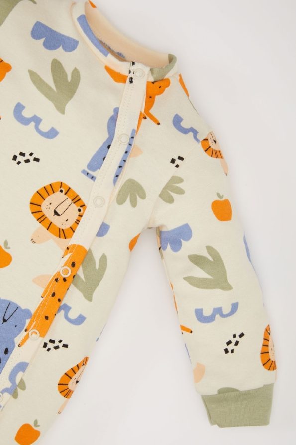 Boys' Newborn Safari Print Long Sleeve Snapsuit