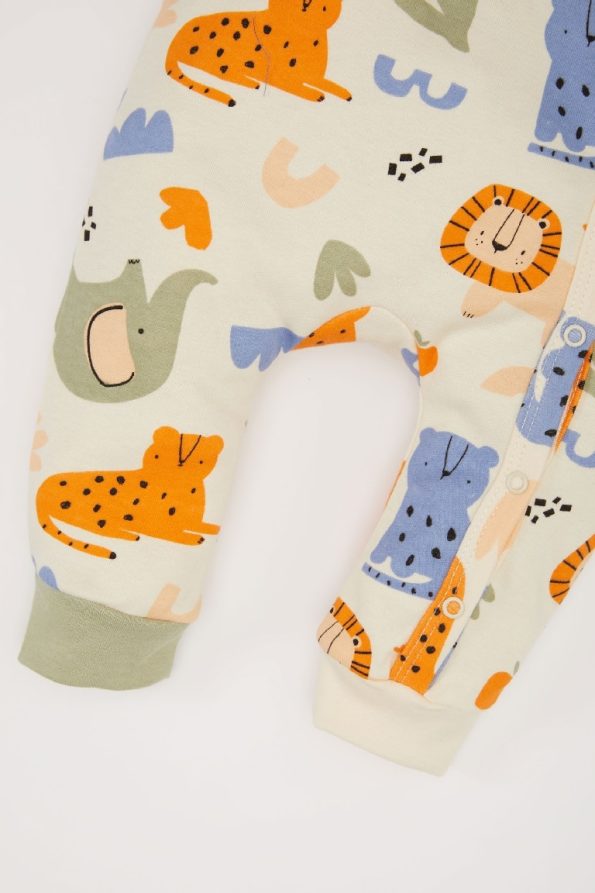 Boys' Newborn Safari Print Long Sleeve Snapsuit