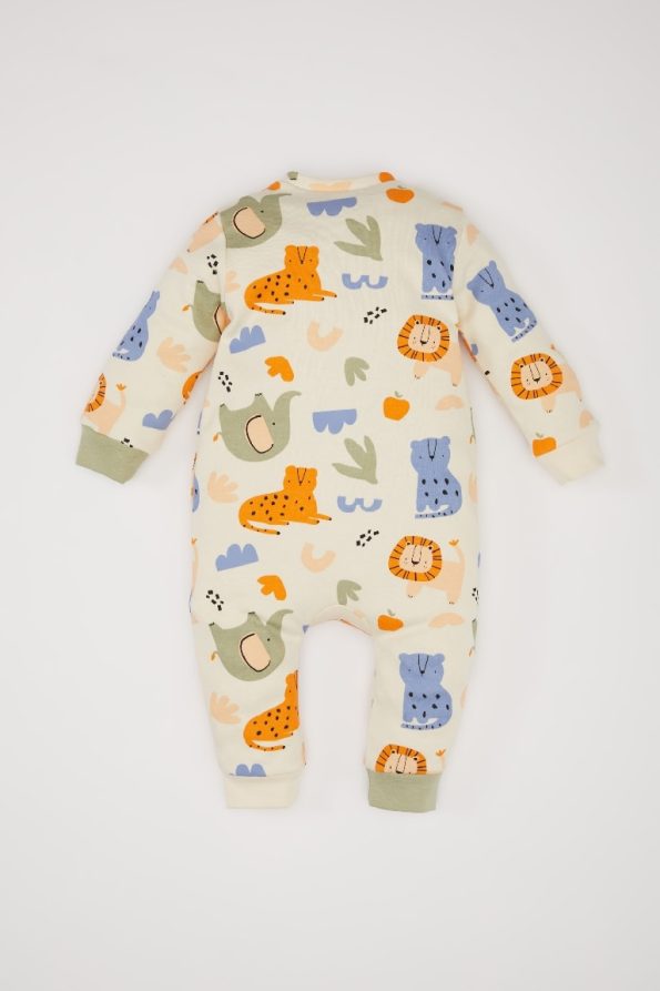 Boys' Newborn Safari Print Long Sleeve Snapsuit