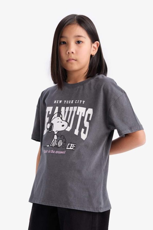 Girls' Snoopy Relax Fit Crew Neck Short Sleeve T-Shirt