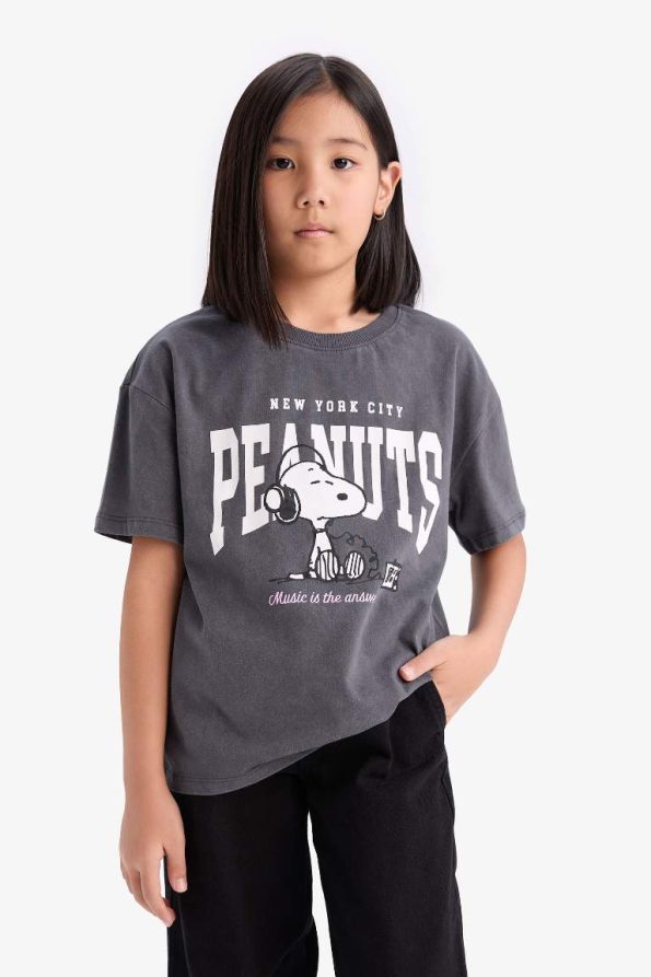 Girls' Snoopy Relax Fit Crew Neck Short Sleeve T-Shirt