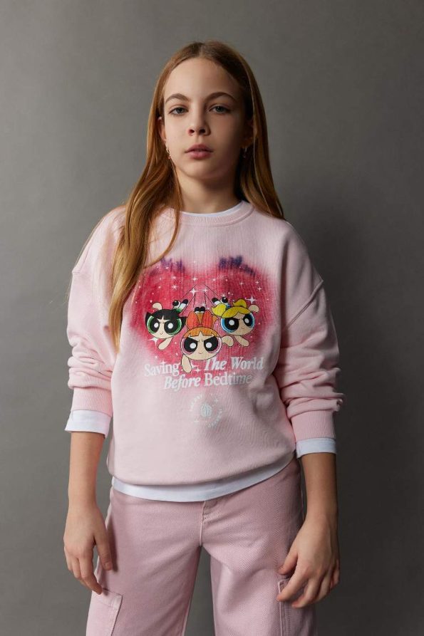 Girls' PowerPuff Girls Relaxed Fit Crew Neck Sweatshirt