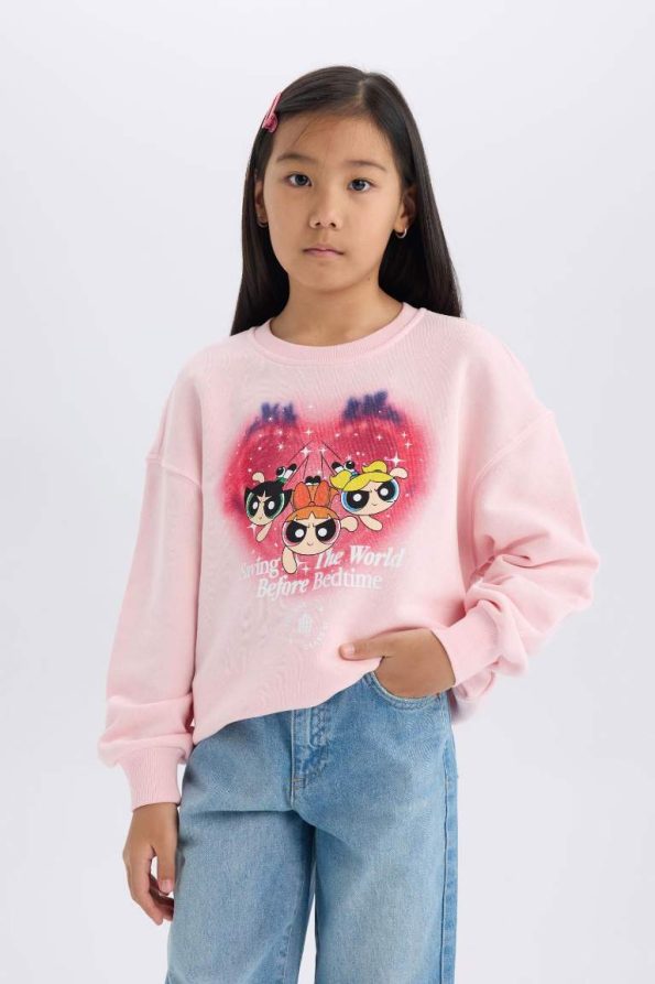 Girls' PowerPuff Girls Relaxed Fit Crew Neck Sweatshirt