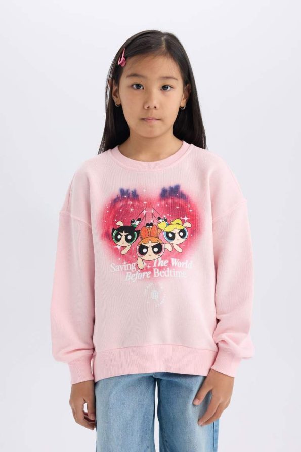 Girls' PowerPuff Girls Relaxed Fit Crew Neck Sweatshirt