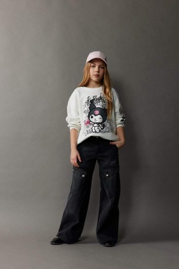 Girls' Kuromi Oversized Wide Fit Crew Neck Sweatshirt
