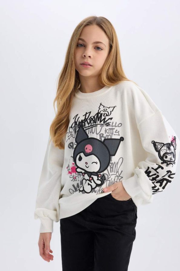 Girls' Kuromi Oversized Wide Fit Crew Neck Sweatshirt