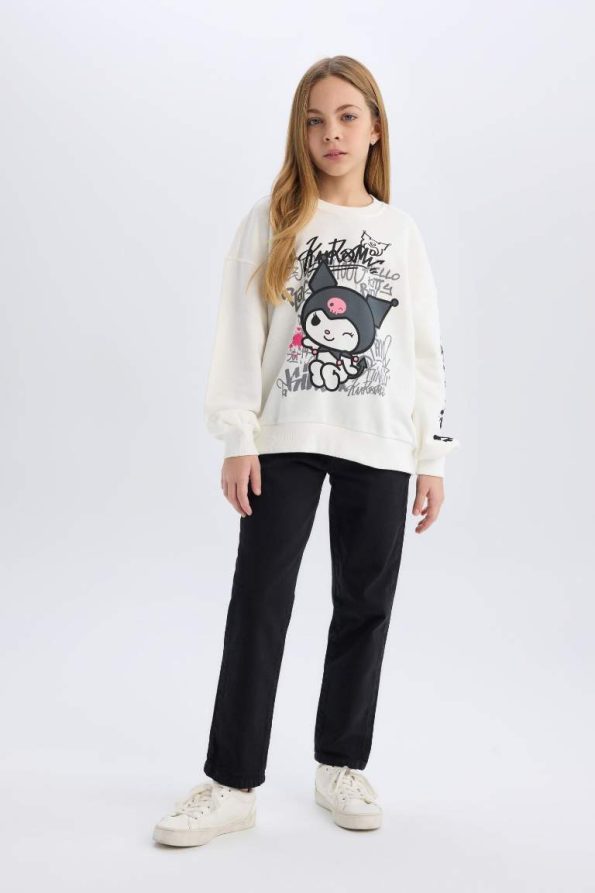 Girls' Kuromi Oversized Wide Fit Crew Neck Sweatshirt