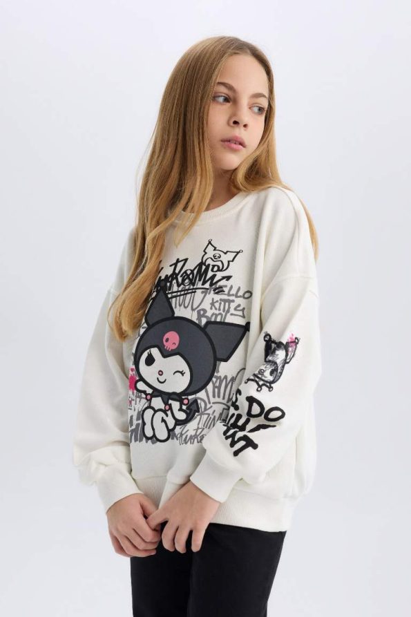 Girls' Kuromi Oversized Wide Fit Crew Neck Sweatshirt