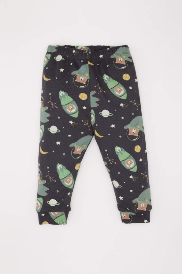 Boys' Space Print Long Sleeve Pajama Set with Elastic Waist Pants