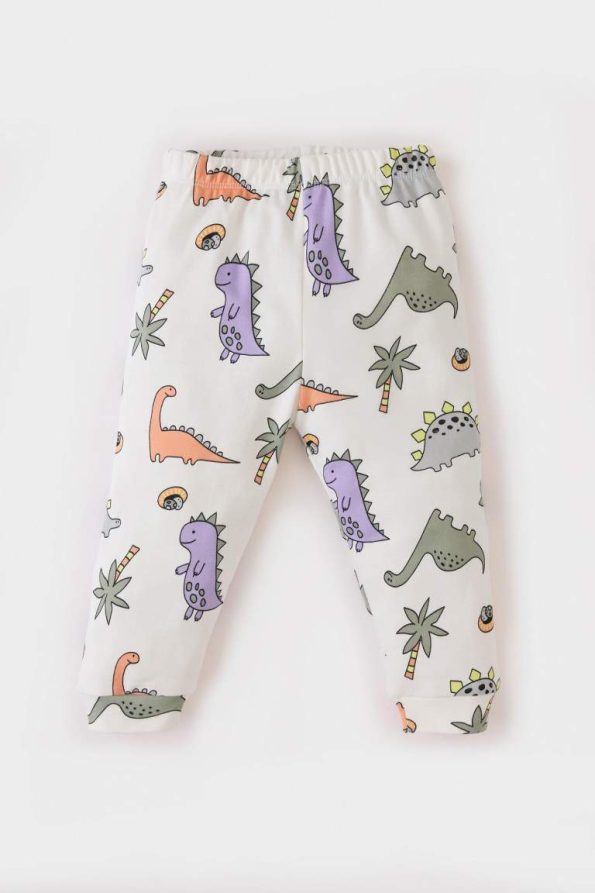 Boys' Dinosaur Print Pajama Set with Long Sleeves and Elastic Waist Pants