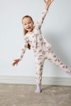 Girls' Baby Pajama Set with Rainbow Print Long Sleeve Top and Elastic Waist Long Pants
