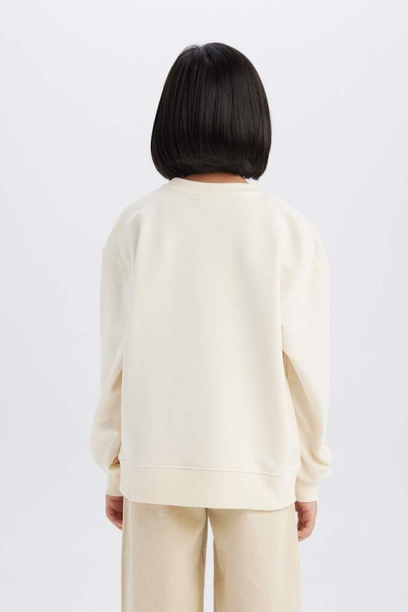 Girls' Relaxed Fit Crew Neck Printed School Sweatshirt