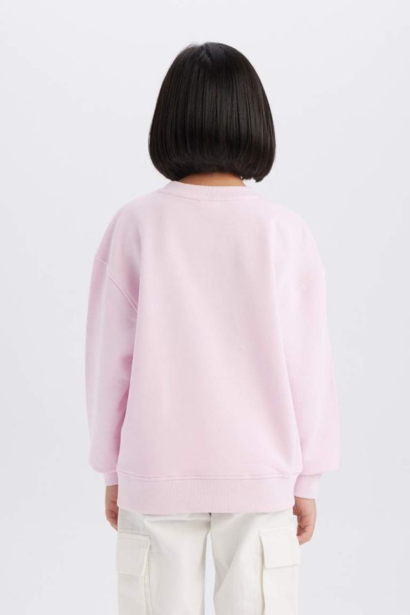Girls' Relax Fit Crew Neck Printed School Sweatshirt