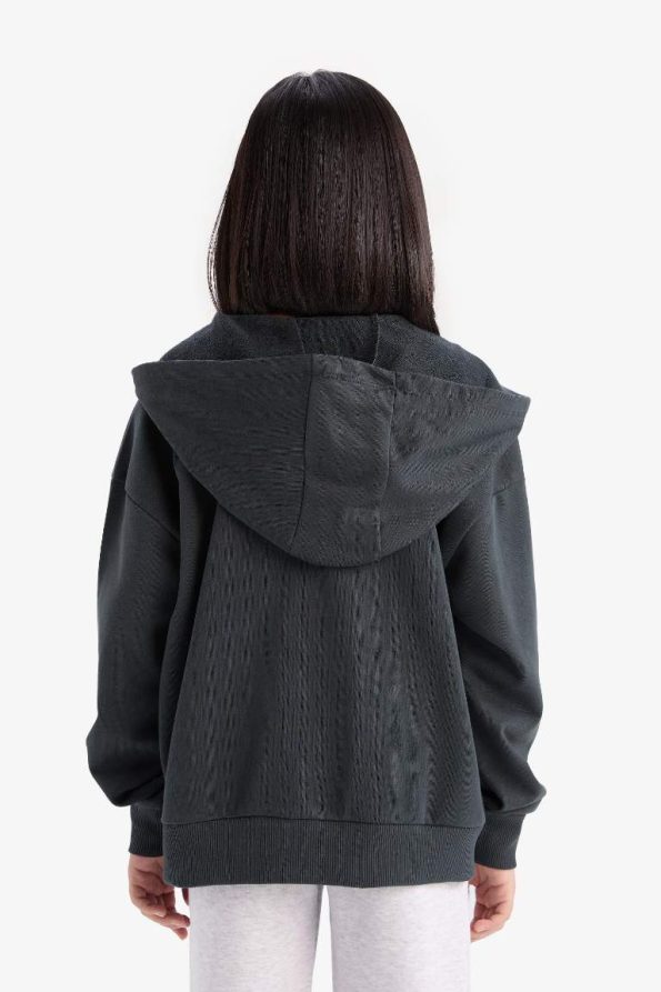 Girls' Basic Hooded School Zip Sweatshirt
