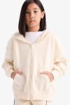 Girls' Hooded Basic Plain Pocket School Zip-Up Sweatshirt