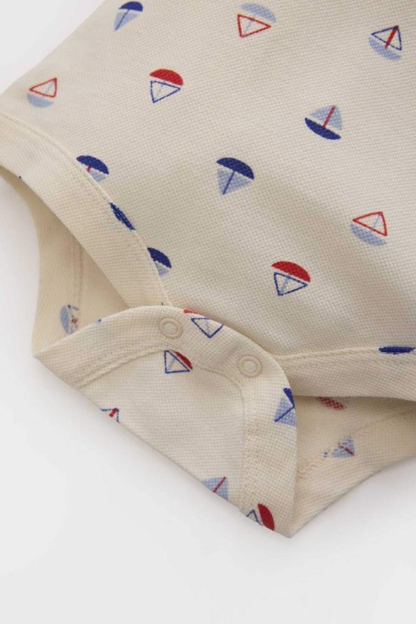 Baby Boy Newborn Printed Polo Collar Long Sleeve Bodysuit Set