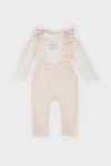 Girls' Baby 2-Piece Floral Long Sleeve Crinkle Fabric T-Shirt and Overalls Set