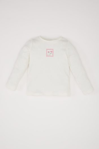Girls' Baby 2-Piece Floral Long Sleeve Crinkle Fabric T-Shirt and Overalls Set