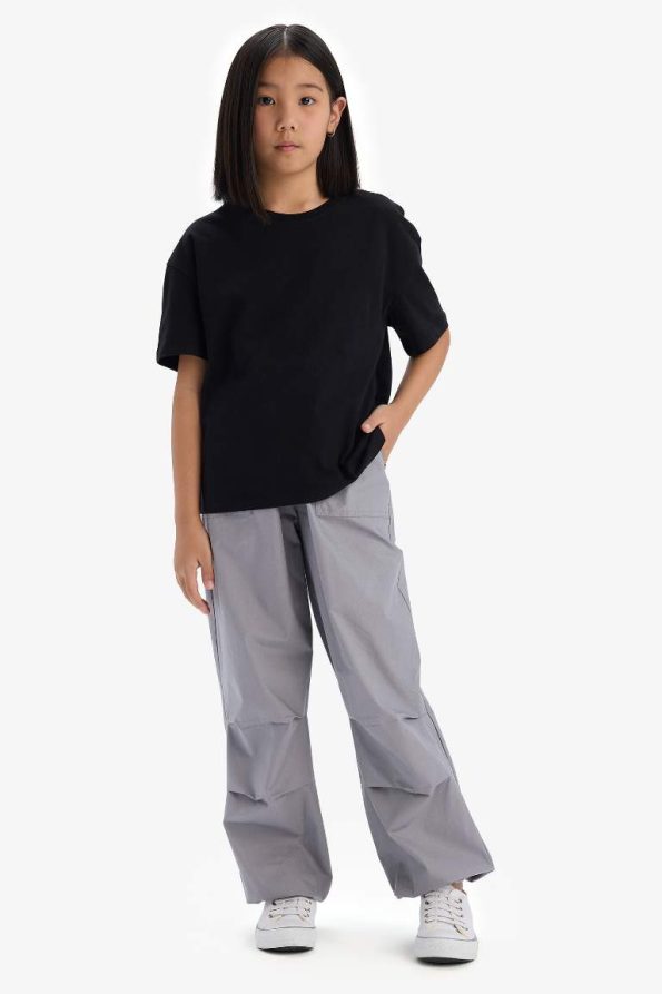 Girls' Relaxed Fit Crew Neck Basic Short Sleeve T-Shirt