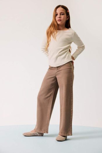 Girls' Wide Leg Cotton Trousers