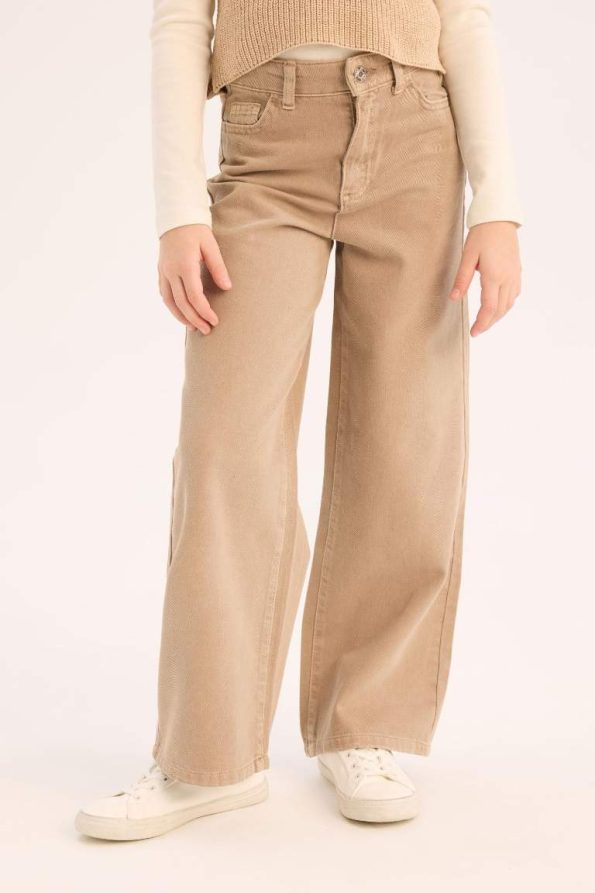 Girls' Wide Leg Cotton Trousers