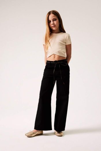Girls' Wide Leg Cotton Trousers