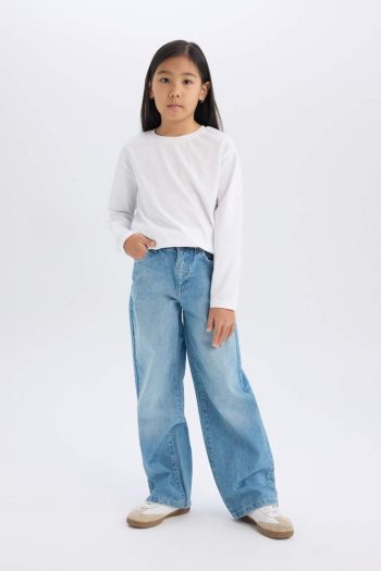 Girls' Wide Leg Jean Trousers