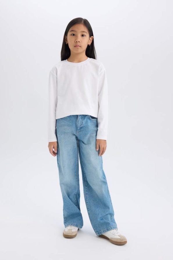 Girls' Wide Leg Jean Trousers