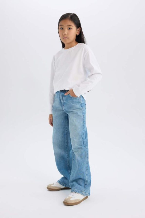 Girls' Wide Leg Jean Trousers