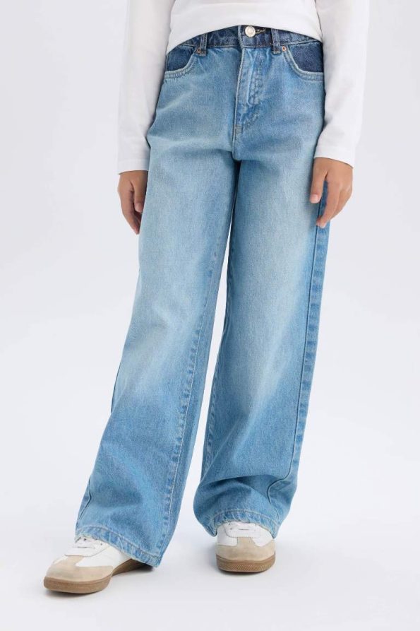 Girls' Wide Leg Jean Trousers