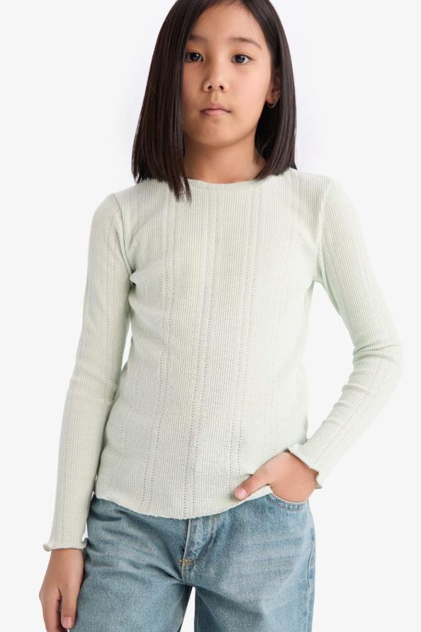Girls' Slim Fit Long Sleeve Crew Neck T-Shirt