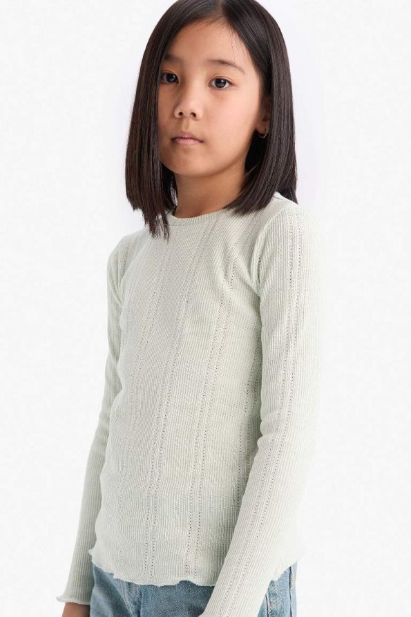 Girls' Slim Fit Long Sleeve Crew Neck T-Shirt