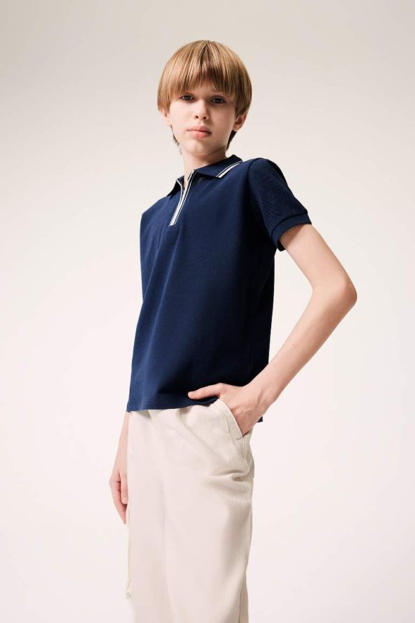 Boys' Short Sleeve Polo Collar Pique T-Shirt
