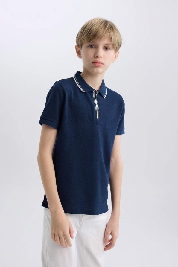 Boys' Short Sleeve Polo Collar Pique T-Shirt