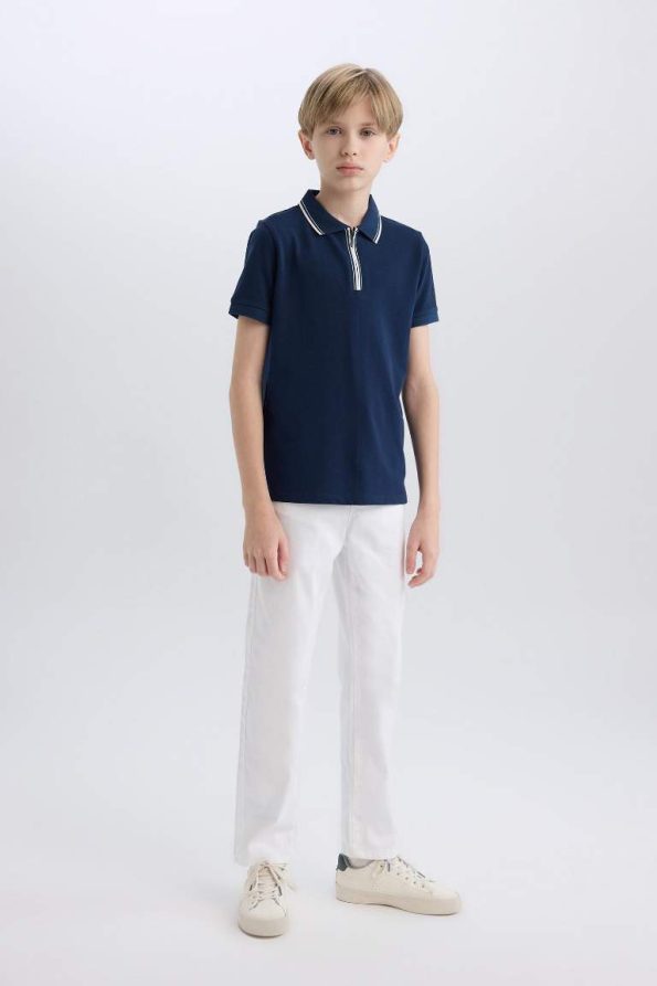 Boys' Short Sleeve Polo Collar Pique T-Shirt