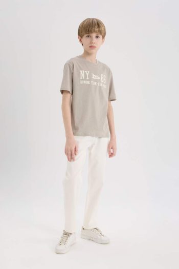 Boys' Short Sleeve Bicycle Neck T-Shirt with Back Print