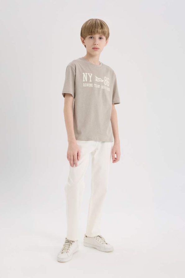 Boys' Short Sleeve Bicycle Neck T-Shirt with Back Print