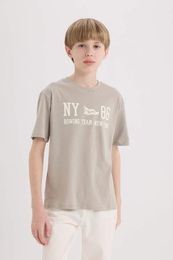 Boys' Short Sleeve Bicycle Neck T-Shirt with Back Print