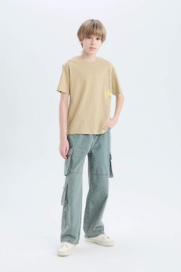 Boys' Short Sleeve Crew Neck T-Shirt with Back Print