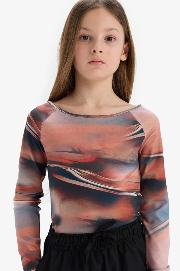 Girls' Slim Fit Long Sleeve Henley T-Shirt