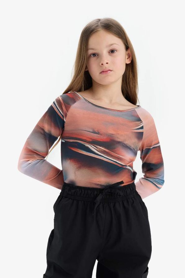 Girls' Slim Fit Long Sleeve Henley T-Shirt