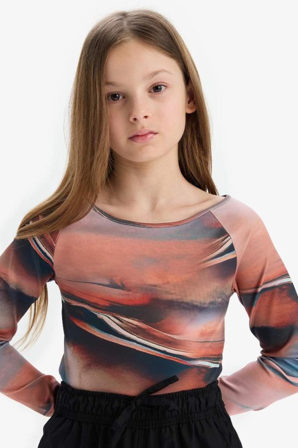 Girls' Slim Fit Long Sleeve Henley T-Shirt