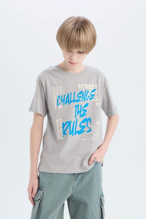 Boys' Printed Crew Neck Short Sleeve T-Shirt