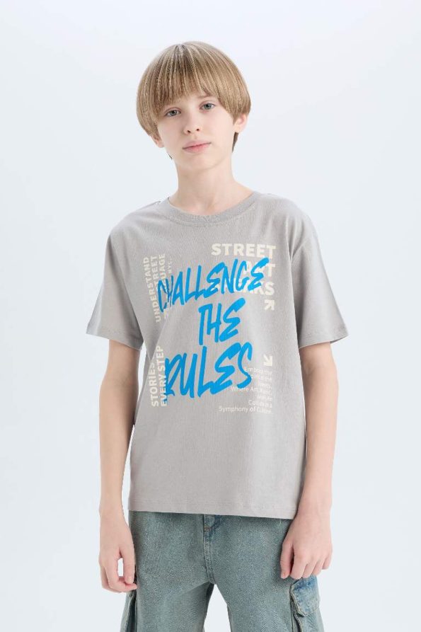 Boys' Printed Crew Neck Short Sleeve T-Shirt