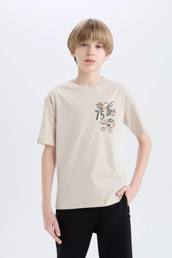 Boys' Short Sleeve Printed Crew Neck T-Shirt