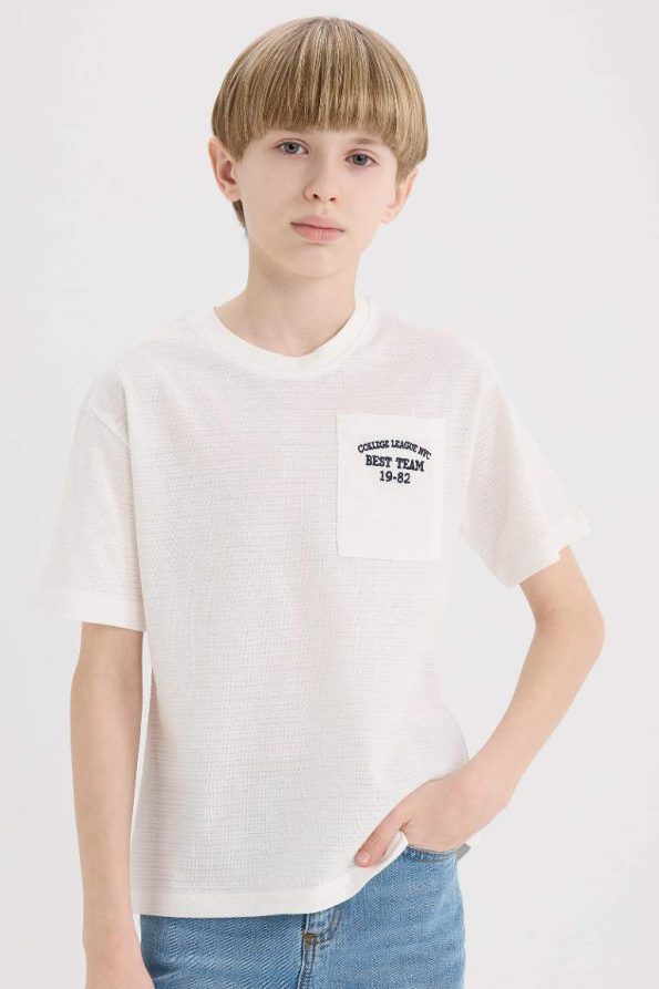 Boys' Short Sleeve T-Shirt with Embroidered Pocket