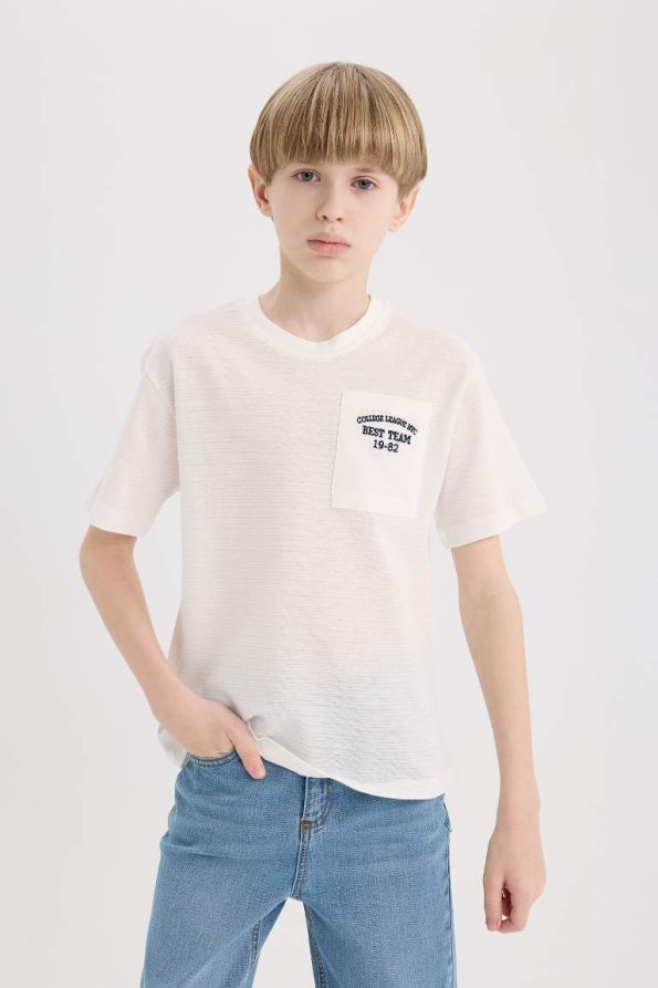 Boys' Short Sleeve T-Shirt with Embroidered Pocket