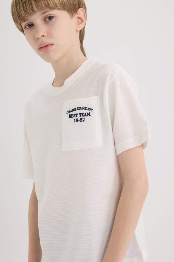 Boys' Short Sleeve T-Shirt with Embroidered Pocket